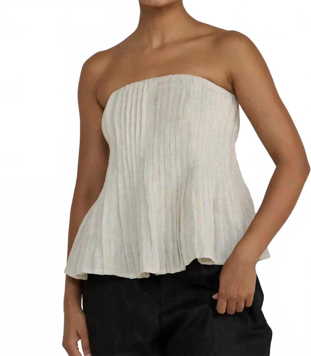 NEW LAUDE THE LABEL strapless pleated top in natural
